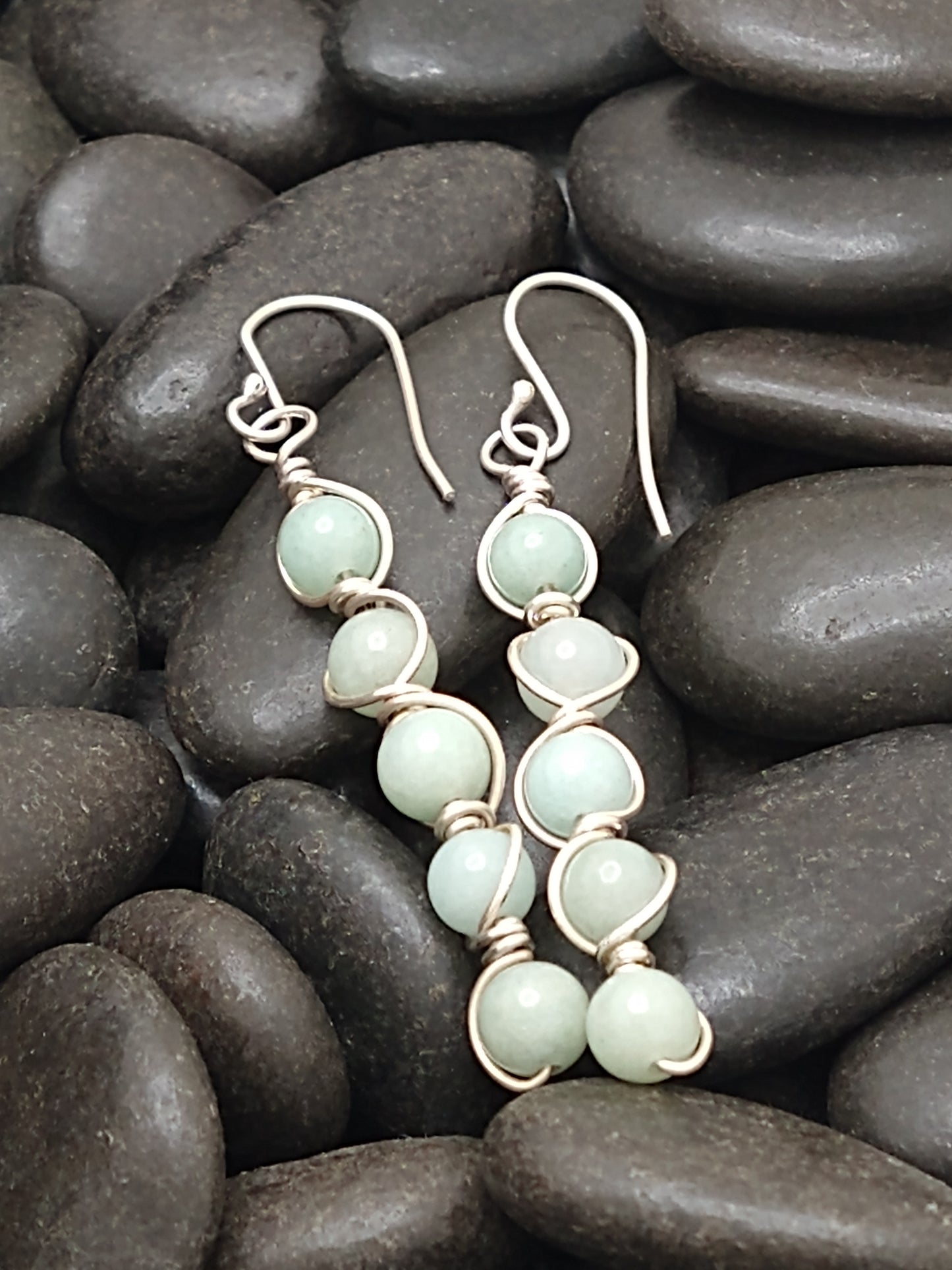 240058 Amazonite Sterling Wrap Earrings
