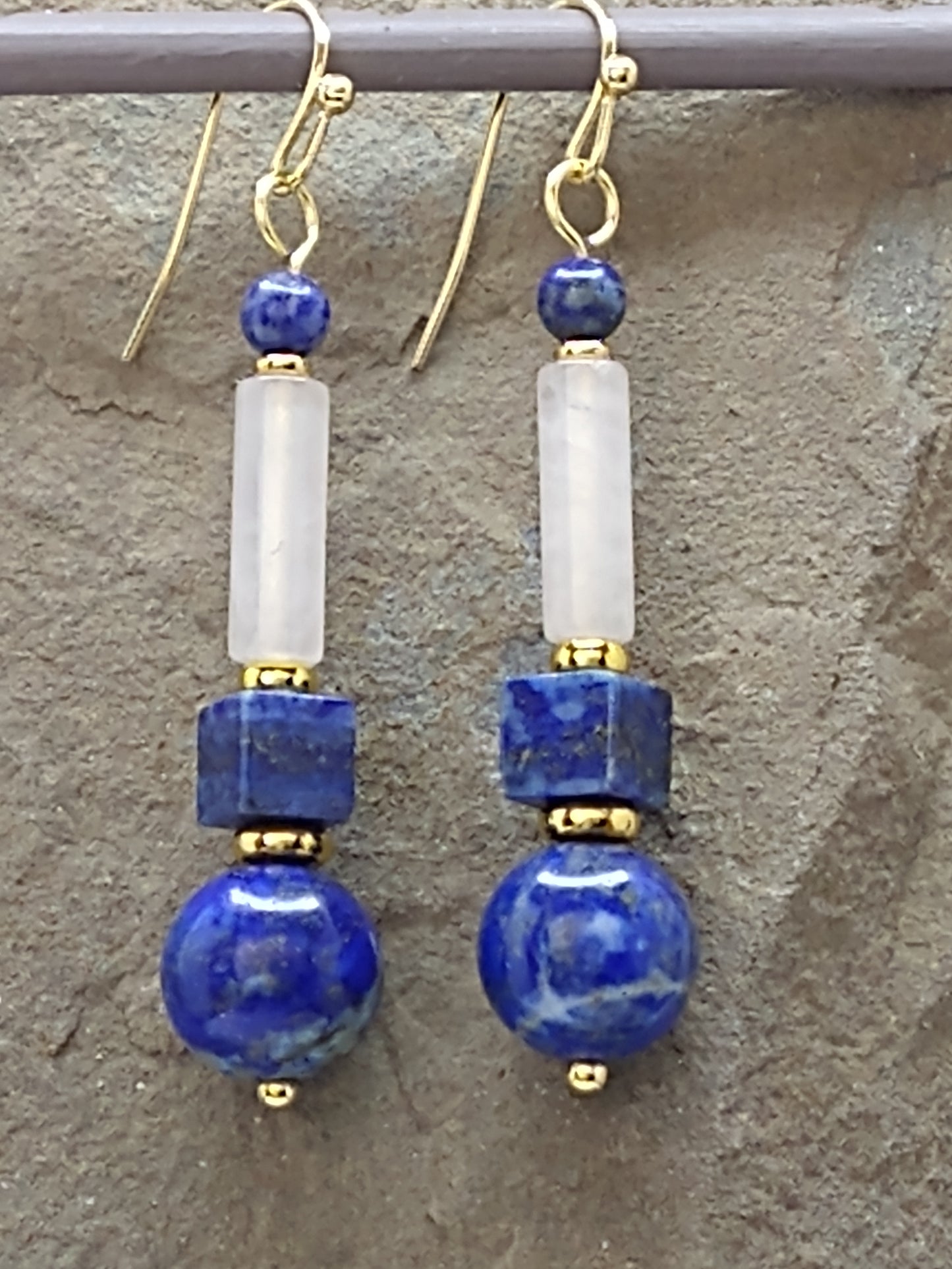 251112 Lapis Lazuli and Rose Quartz Earrings